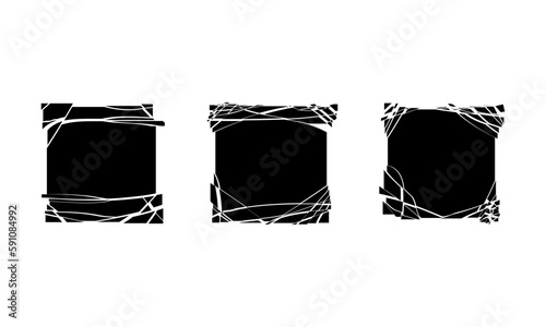 Set black square explode shapes. Cube broken, Vector geometric illustration concept