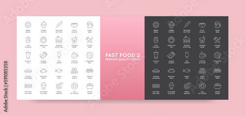 Set of Vector Junk Food Fast Food Elements Icons and Equipment as Illustration can be used as Logo or Icon in premium quality
