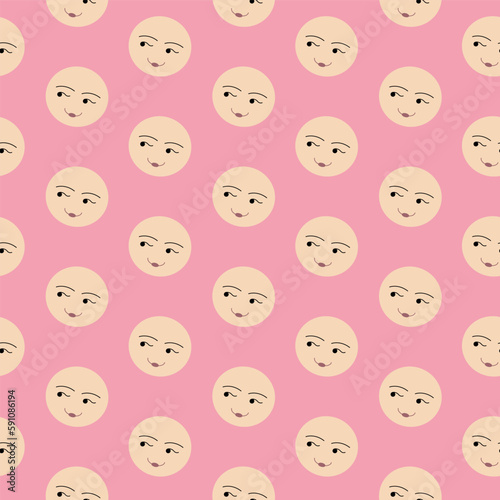 Feminine look, abstract personage, mascot design, funny face, cute icon
