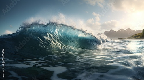 ocean wave, water splashes, seascape, generative ai
