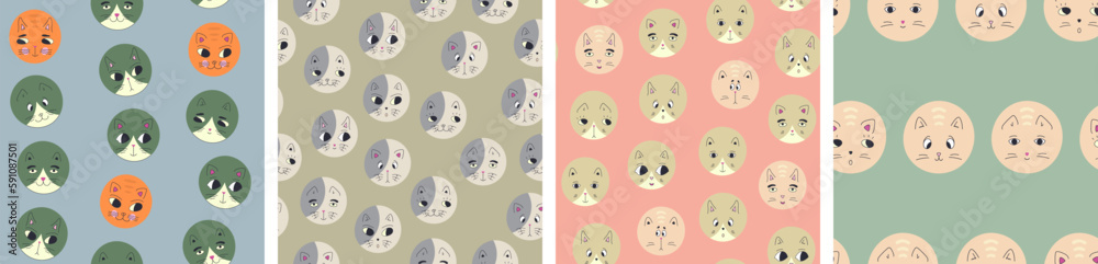 Funny cat face, abstract personage, mascot design, funny face, cute icon Funny cat face, abstract personage, mascot design, funny face, cute icon