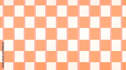 Abstract background, chessboard in orange and white, generative AI.