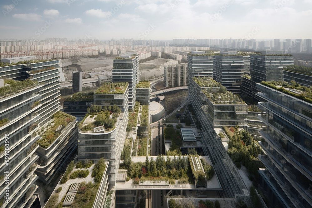 Obraz premium some ways to integrate renewable energy into urban ideas, generative artificial intelligence