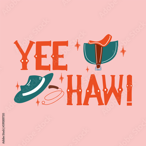 YeeHaw, Vector Lettering, Cowboy Quote, Retro Lettering