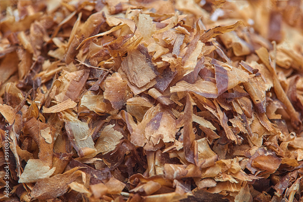 Pile of Katsuobushi (dried bonito flakes) close up