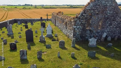 US President  Democrat Joe Biden  ancestors graveyard at Kilwirra  Church Burial Grounds Cooley Peninsula County Louth Ireland The  Finnegan family connection is on a headstone A rising drone shot photo