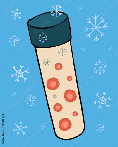 Vector isolated illustration of stem cells in a test tube. Freezing stem cells. Treatment with stem cells.