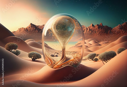 Surreal Champagne Dream Landscape - AI Art. Generative AI