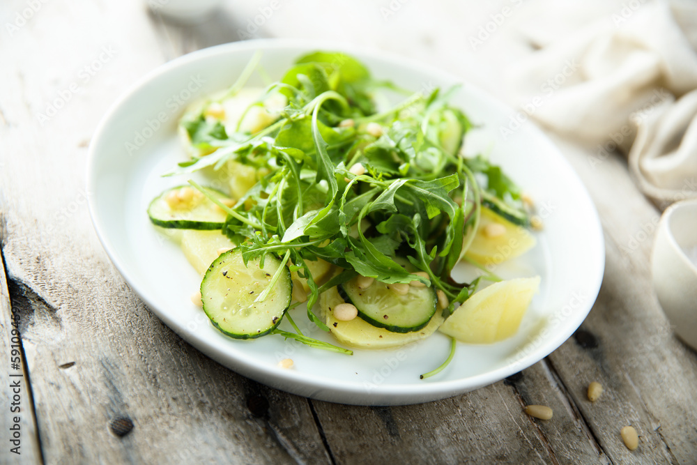 Potato salad with cucumber and arugula Potato salad with cucumber and arugula
