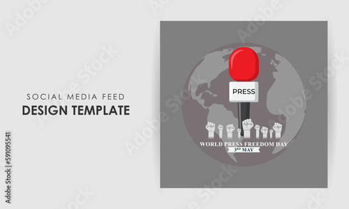 Vector illustration of World Press Freedom Day social media story feed mockup template