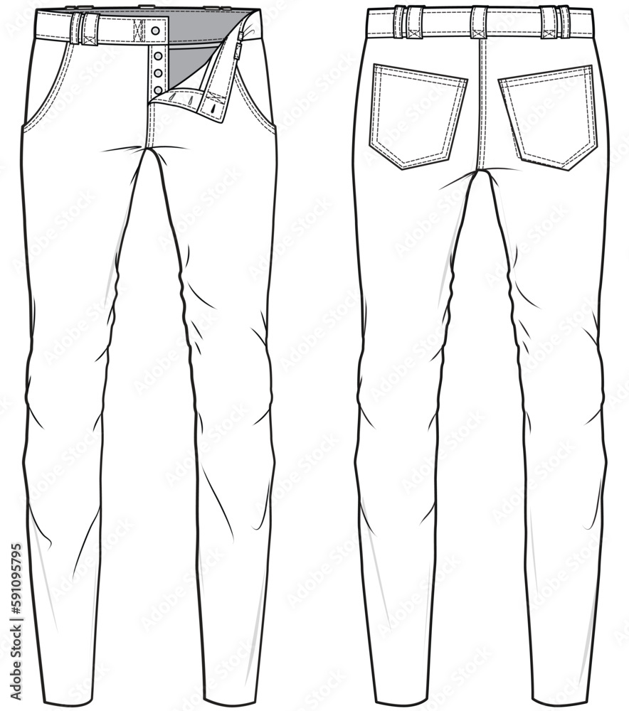 Skinny Cut Denim, Slim Jeans, Jeggings Fit Denim Front and Back View