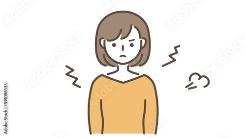 怒る若い女性のアニメーション