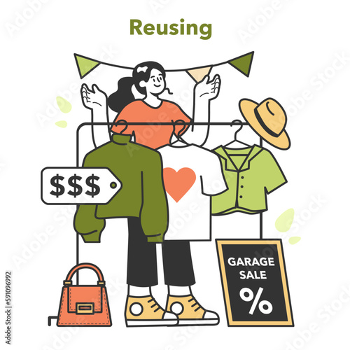 Zero waste concept. Upcycling or reuse of old clothes. Eco tips for reducing