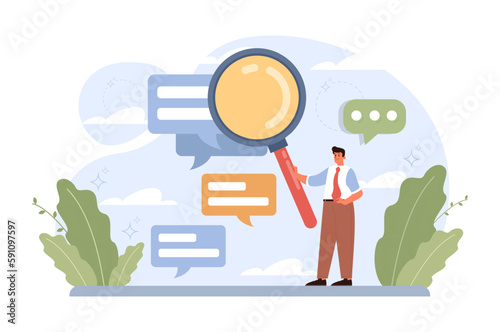 Active listening skill. Attentive business charcter or employee soft