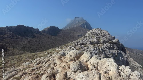 Video of Platiskinos mountain range over Balos lagoon. Crete, Greece. photo