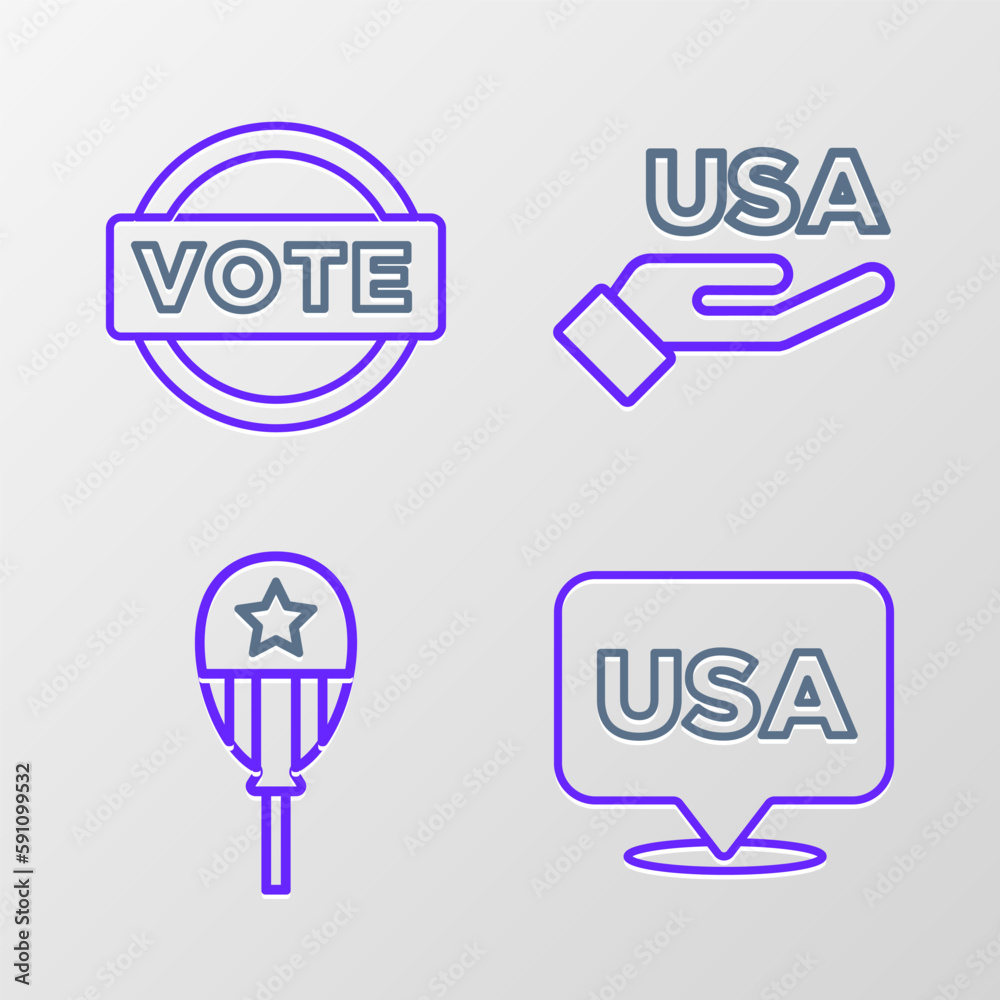 Set line USA Independence day, Balloons, and Vote icon. Vector Set line USA Independence day, Balloons, and Vote icon. Vector