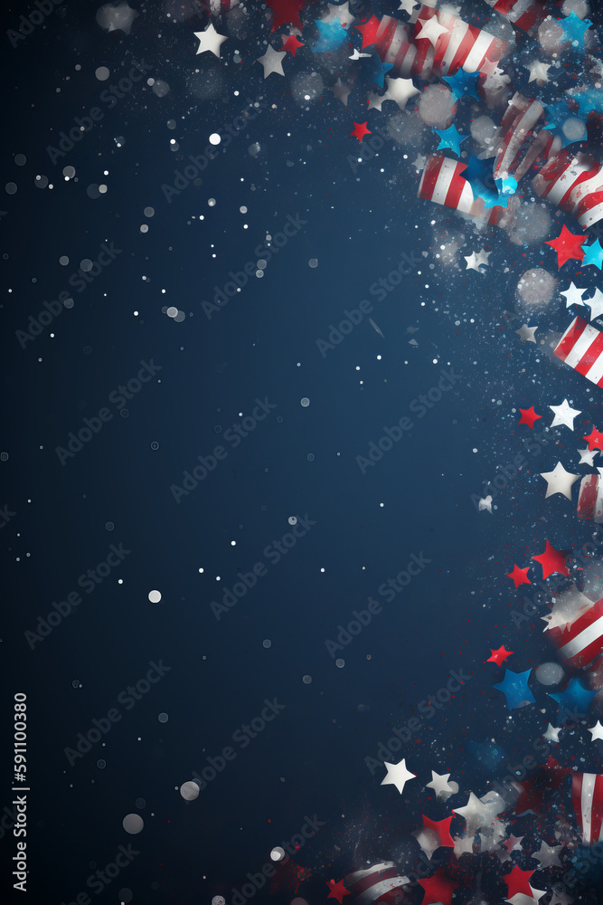 4 july background, space for copy. eeuu. independece. created with ai. celebration day patriotic usa - obrazy, fototapety, plakaty 