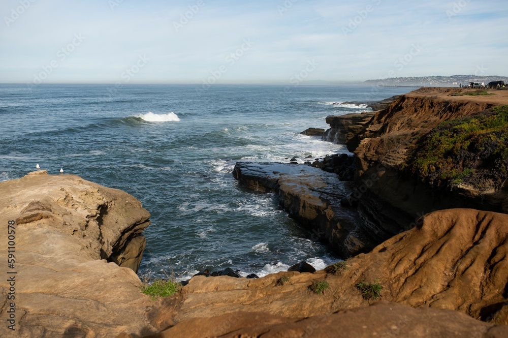 Beautiful view of ocean water waves at the beach Beautiful view of ocean water waves at the beach