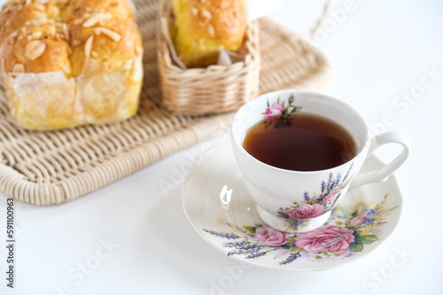 a cup of tea and bread