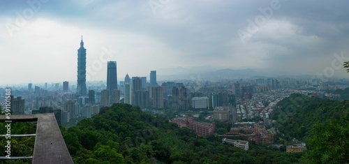 Cityscape with a cloudy sky in the background in Taiwan