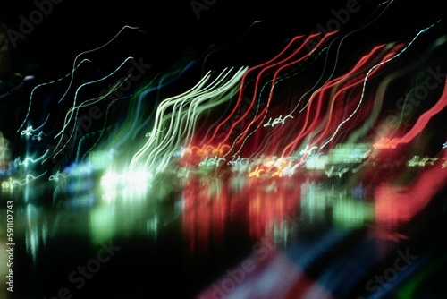 View of colorful light trails from cars