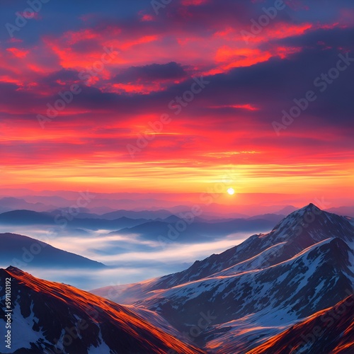 sunset in the mountains