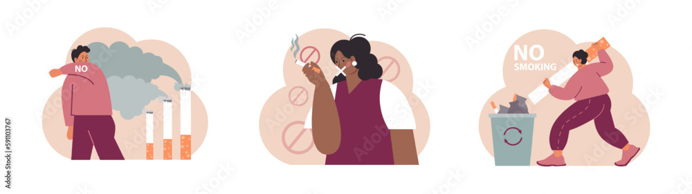 World No Tobacco Day concept set. May 31st campaign banner. World No Tobacco Day concept set. May 31st campaign banner.