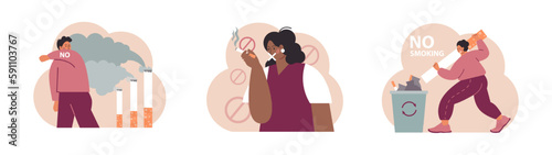 World No Tobacco Day concept set. May 31st campaign banner.