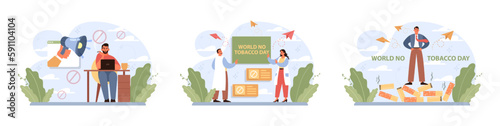 World No Tobacco Day concept set. May 31st campaign banner.
