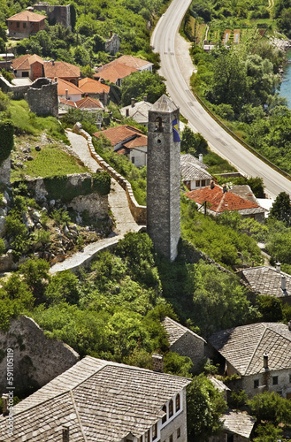 Clock tower in Pocitelj. Bosnia and Herzegovina