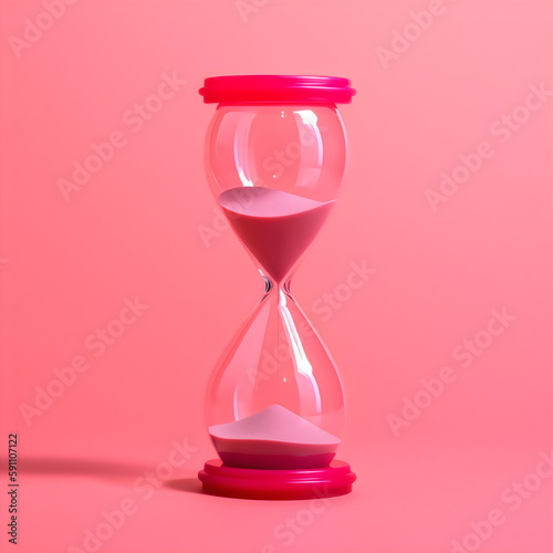 hourglass isolated on pink background, made with generative ai