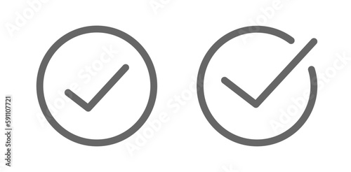 Approve outline icon with editable stroke.  Check mark symbol. Vector stock illustration.