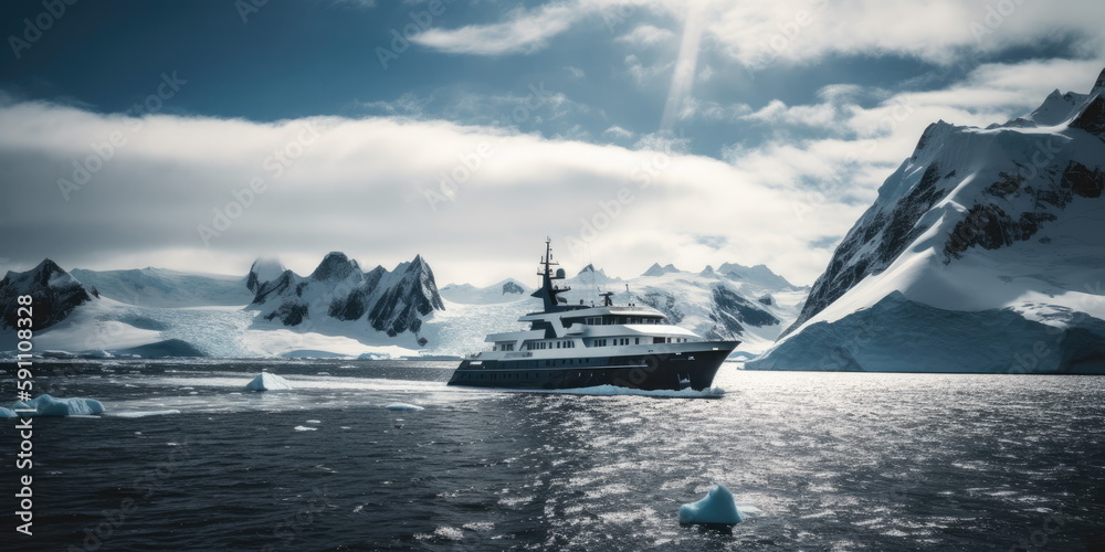 Obraz premium The Ultimate Luxury Expedition Yacht: Where Adventure Meets Luxury. Generative AI
