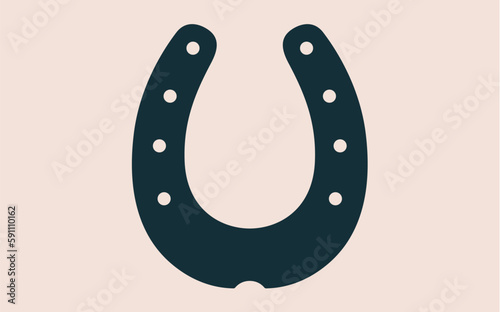 Sign lucky horseshoe. Simple graphic silhouette horseshoe on white background, good luck horseshoe, welcome symbol, vintage graphic and lucky symbols. Fortune logo sign horseshoe. Vector Illustration