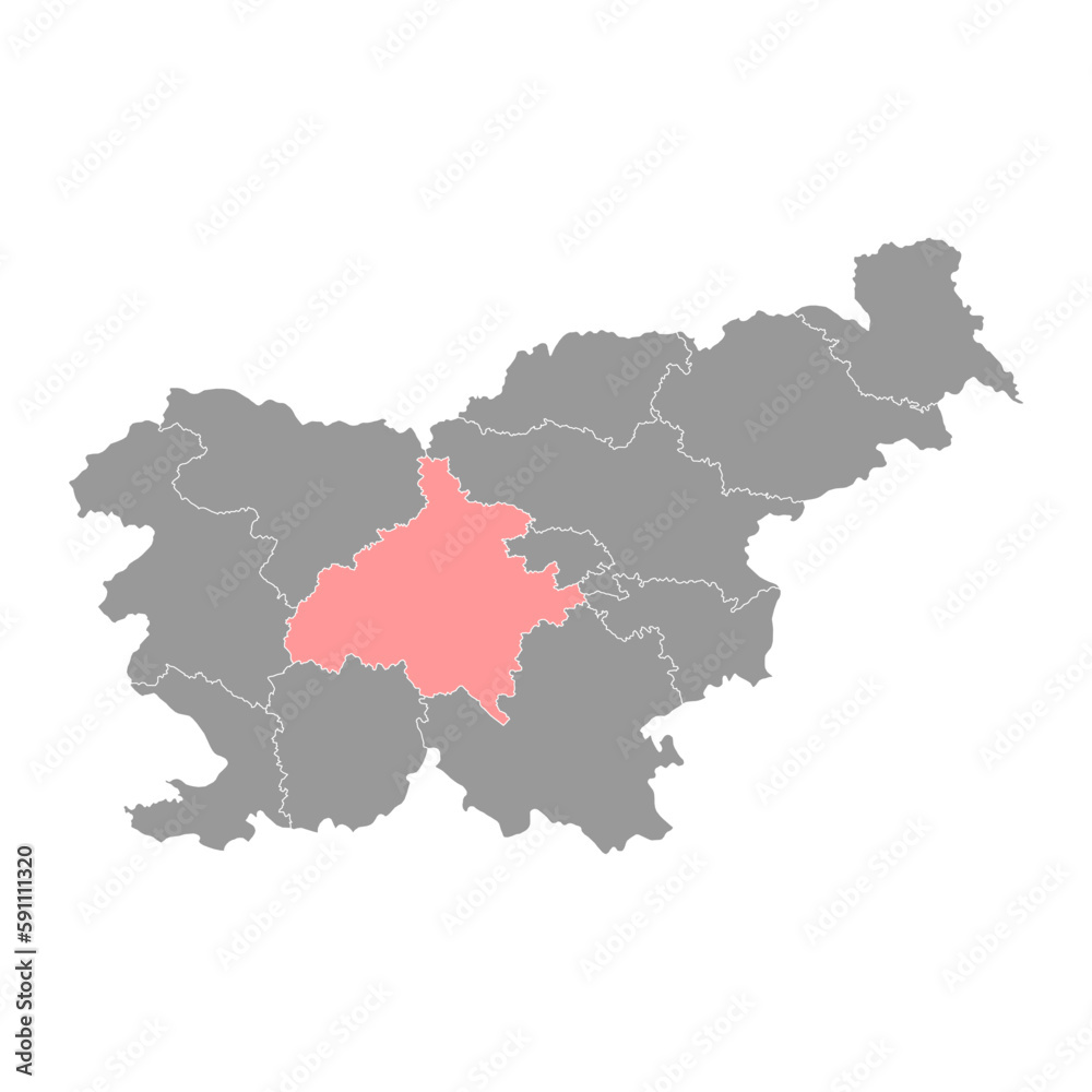 Central Slovenia map, region of Slovenia. Vector illustration.