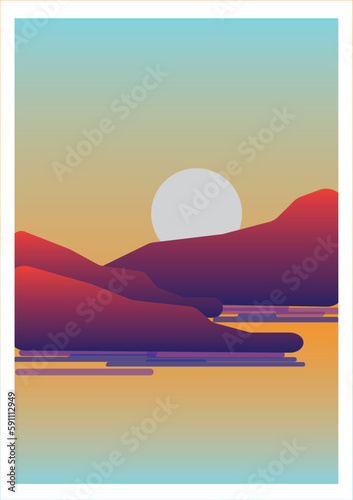 landscape digital drawing vector. 