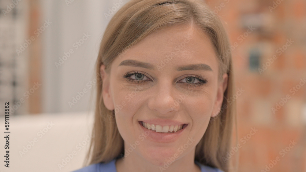 Close Up of Smiling Young Woman Face