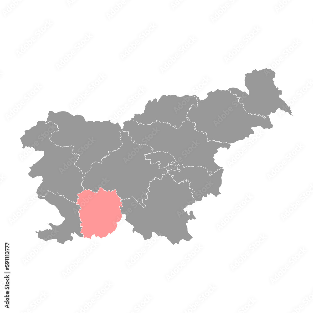 Littoral–Inner Carniola map, region of Slovenia. Vector illustration.