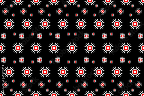 seamless pattern with red dots on black background. Pattern for card, cloth, textile, wallpaper.