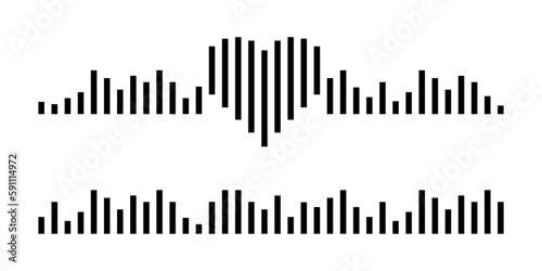 Sound wave icon. Audio wave equalizer. Voice message wave. Heart shape pulse. Sound wave symbol. Audio message pulse. Stock vector illustration