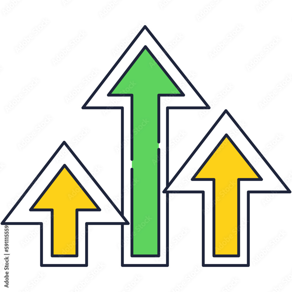 Stock market arrow growth up icon vector Stock market arrow growth up icon vector