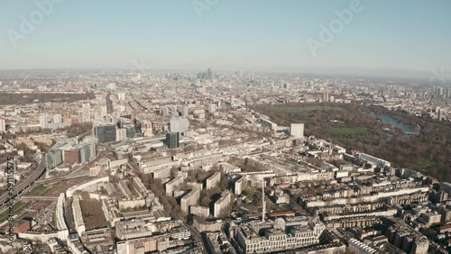 High circling aerial shot around Bayswater Paddington west London photo