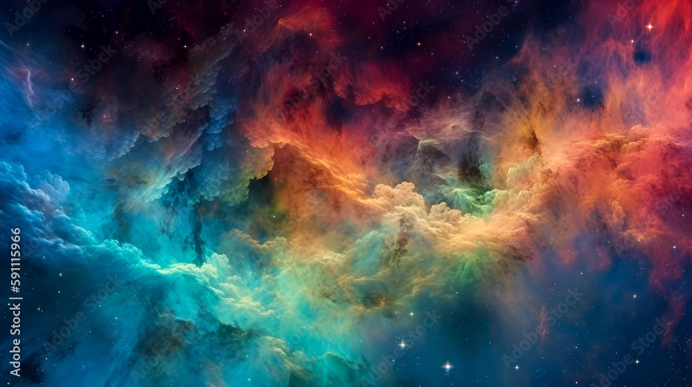 Colorful space galaxy cloud nebula, Stary night cosmos, Universe science astronomy, Supernova background wallpaper created with Generative AI