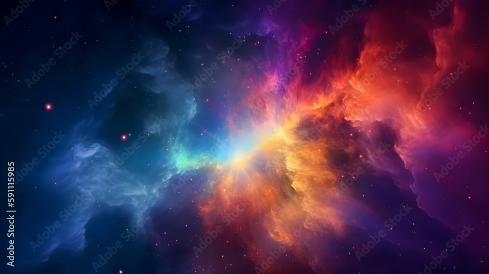 Colorful space galaxy cloud nebula, Stary night cosmos, Universe science astronomy, Supernova background wallpaper, Blue and Orange space background