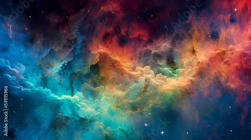 Colorful space galaxy cloud nebula, Stary night cosmos, Universe science astronomy, Supernova background wallpaper created with Generative AI © Fahad