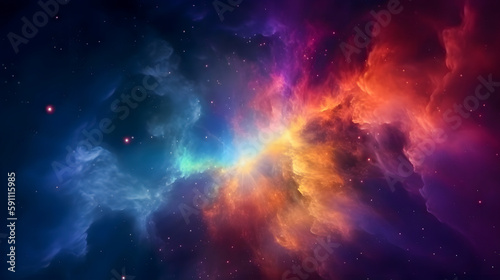 Colorful space galaxy cloud nebula, Stary night cosmos, Universe science astronomy, Supernova background wallpaper, Blue and Orange space background