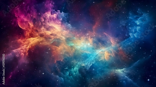 Colorful space galaxy cloud nebula, Stary night cosmos, Universe science astronomy, Supernova background wallpaper, colorful cloud space background created with Generative AI