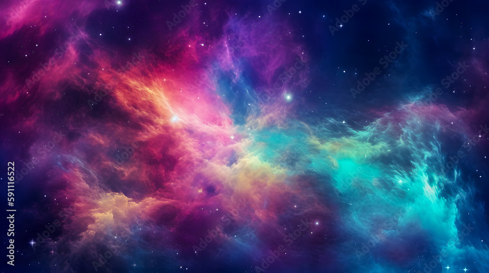 Colorful space galaxy cloud nebula, Stary night cosmos, Universe science astronomy, Supernova background wallpaper, Blue and purple space background created with Generative AI