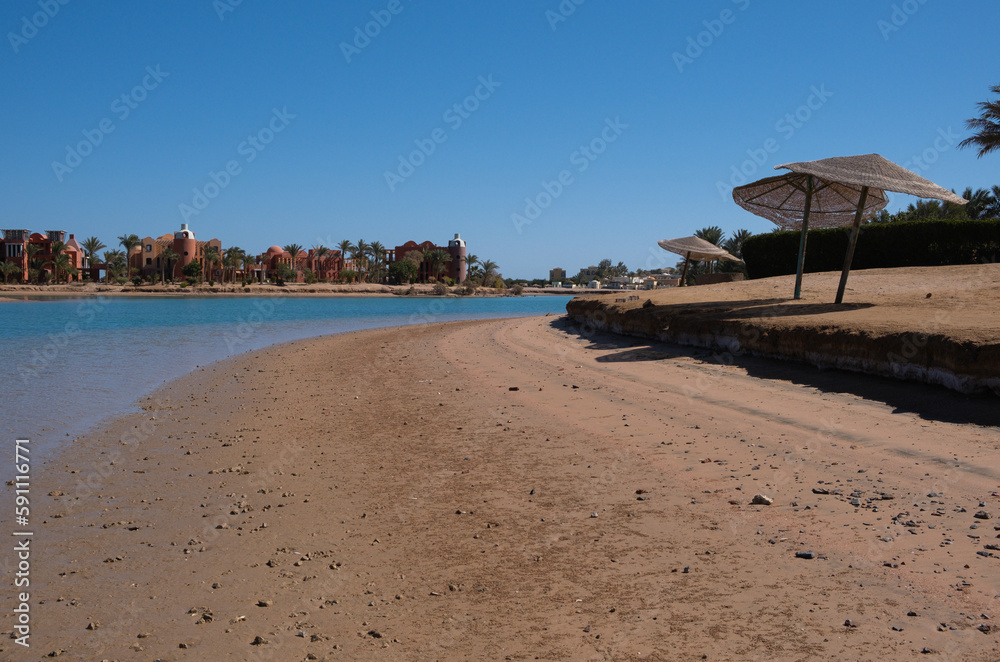 Beautiful beach area in El Gouna, Red Sea, Egypt, Africa