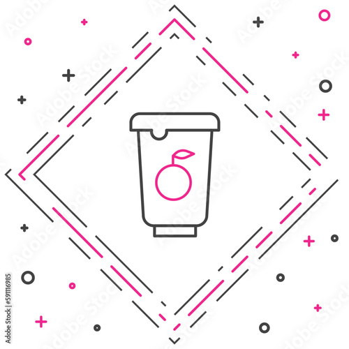 Line Yogurt container icon isolated on white background. Yogurt in plastic cup. Colorful outline concept. Vector